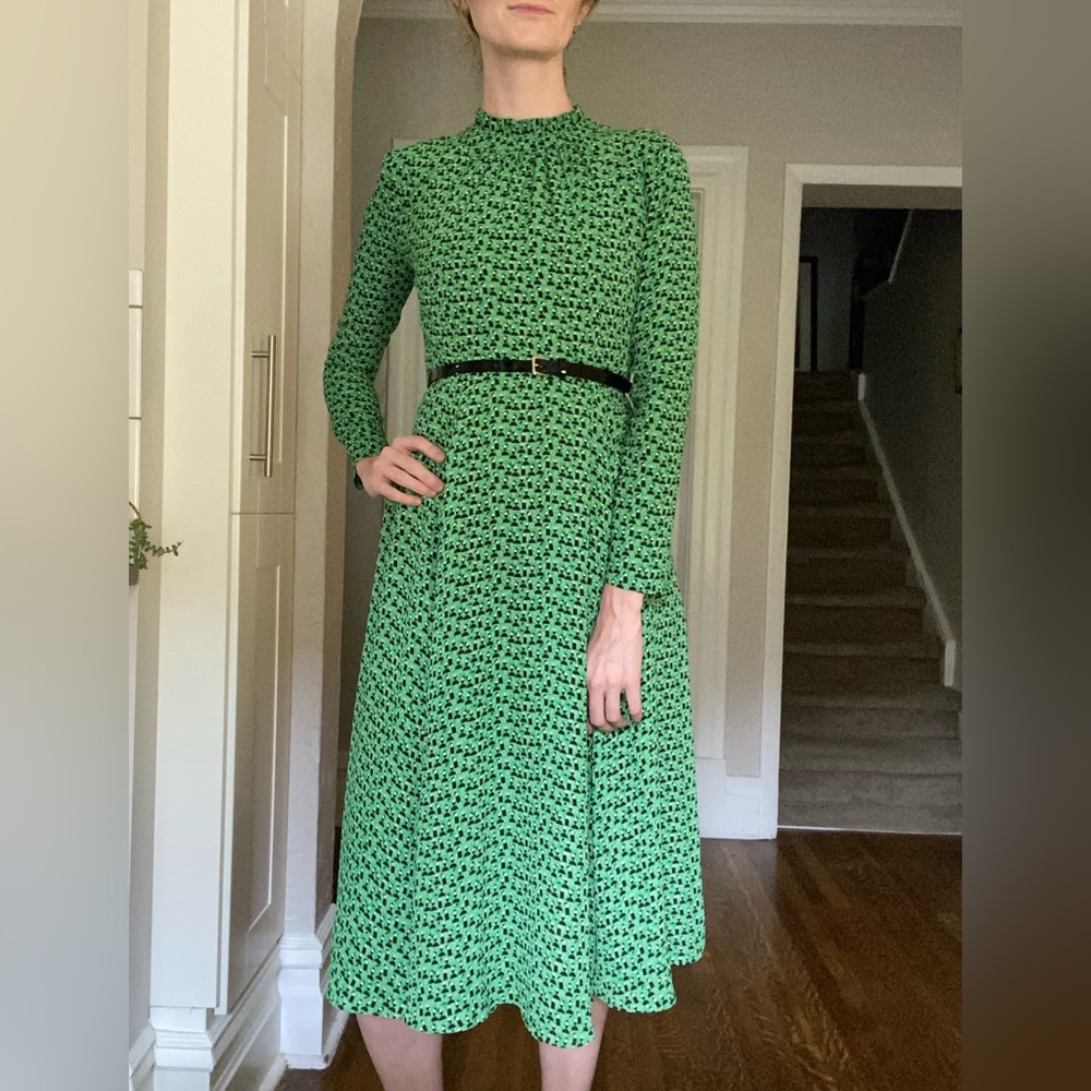 Orla Kiely long sleeved green dress